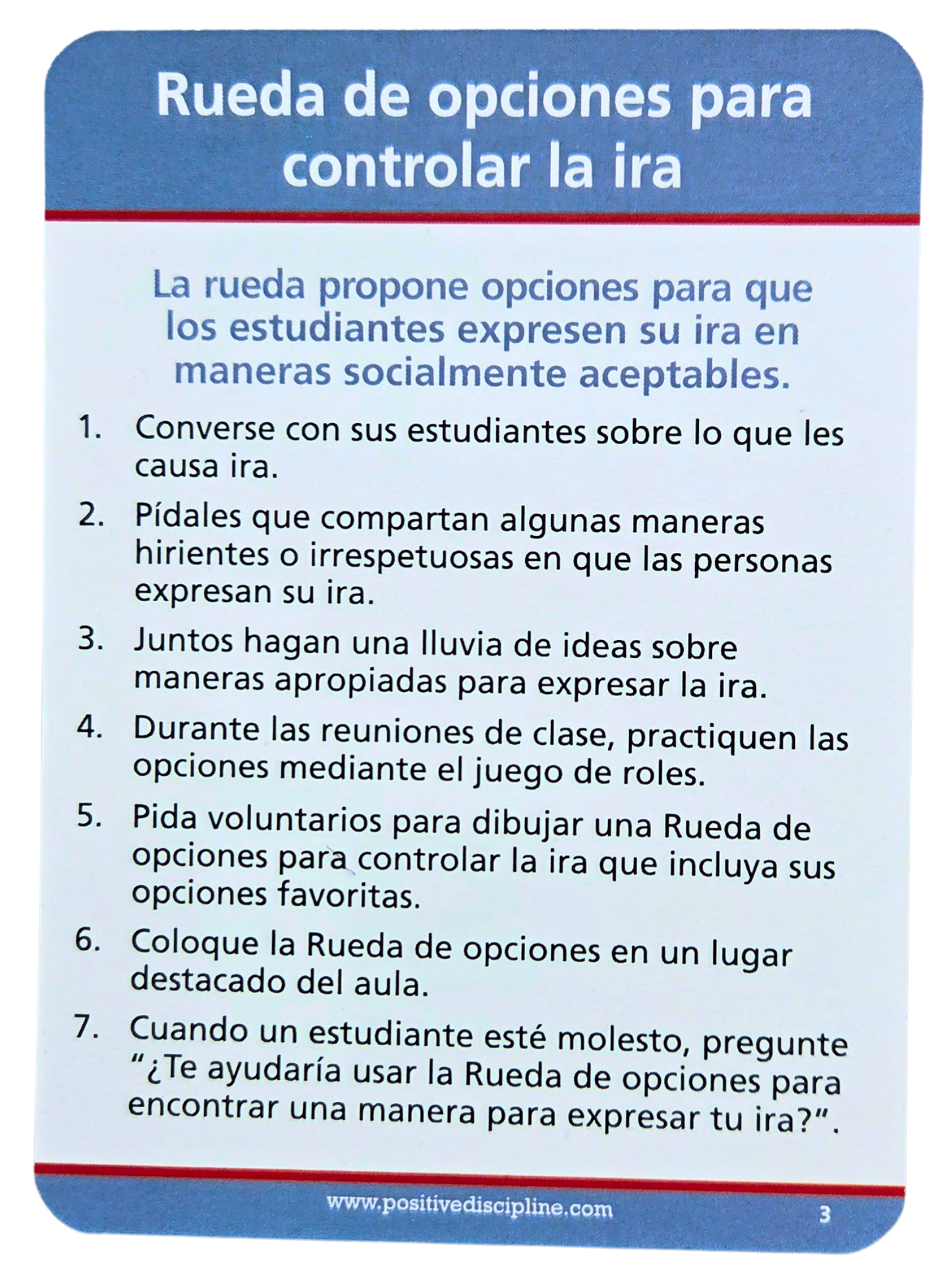 Tarjetas “Herramientas de Disciplina Positiva para maestros”